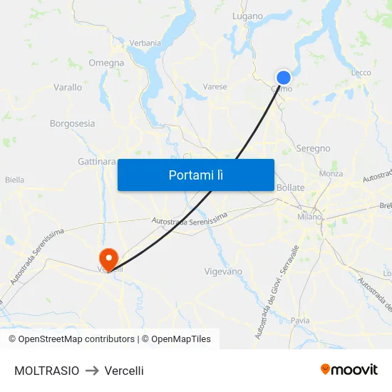 MOLTRASIO to Vercelli map