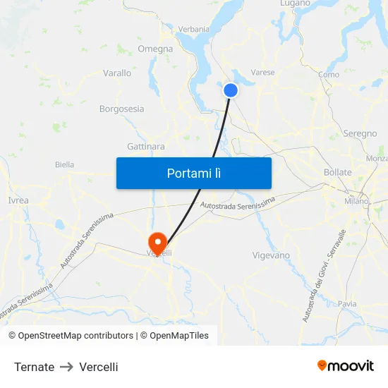 Ternate to Vercelli map