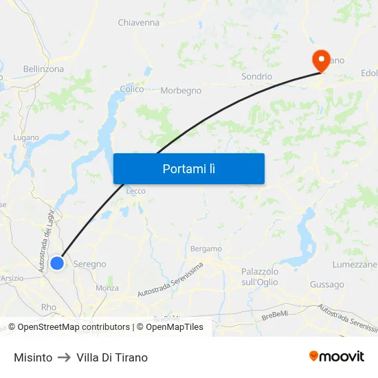 Misinto to Villa Di Tirano map