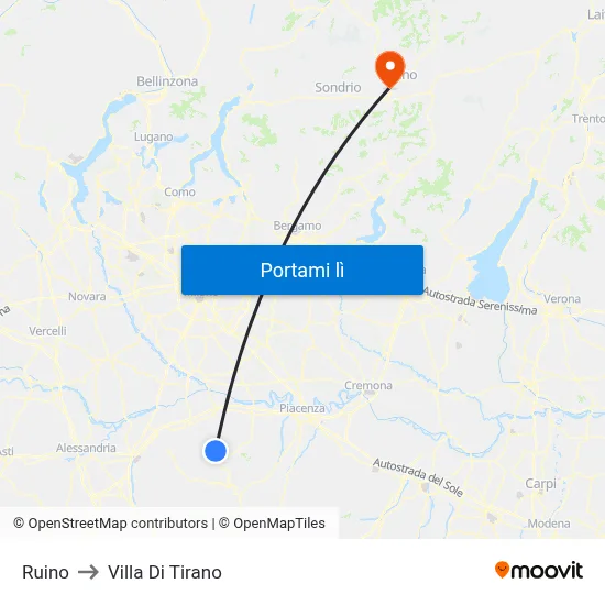 Ruino to Villa Di Tirano map