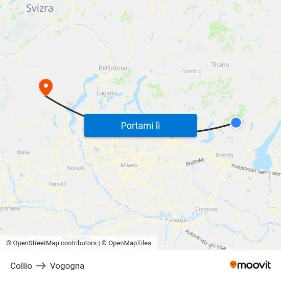 Collio to Vogogna map
