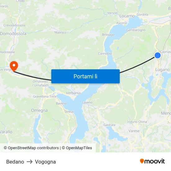 Bedano to Vogogna map