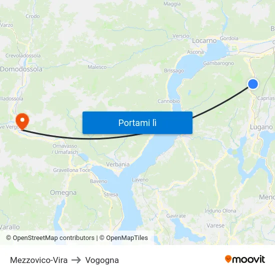 Mezzovico-Vira to Vogogna map