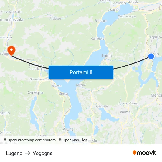 Lugano to Vogogna map