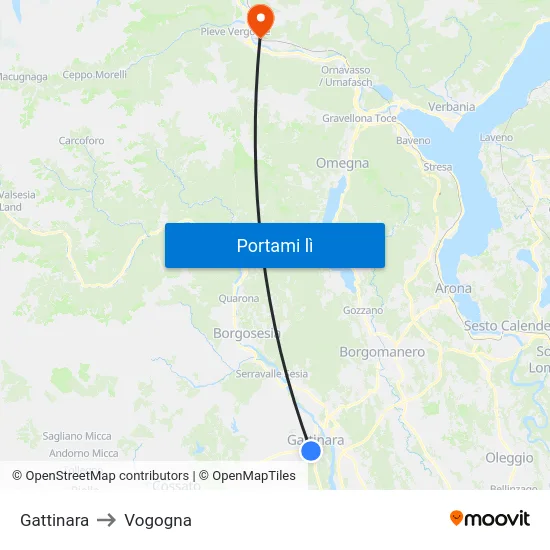 Gattinara to Vogogna map