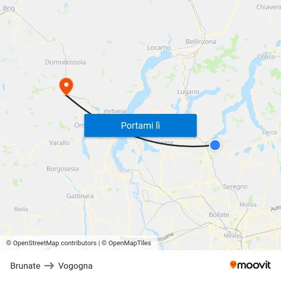 Brunate to Vogogna map