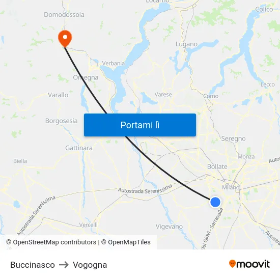 Buccinasco to Vogogna map