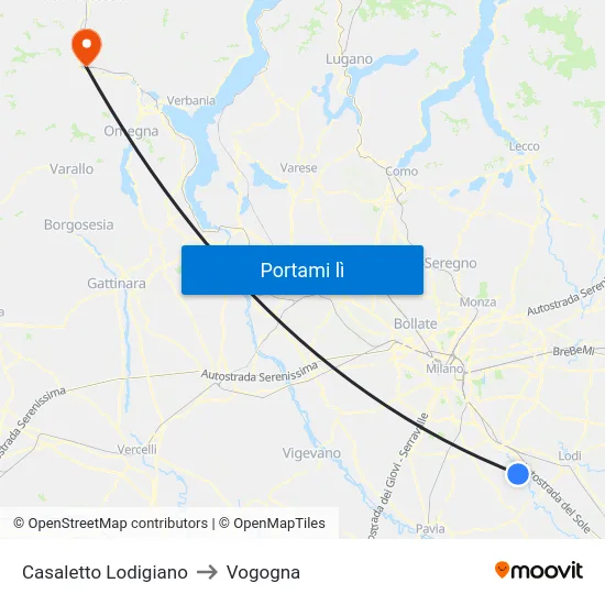 Casaletto Lodigiano to Vogogna map