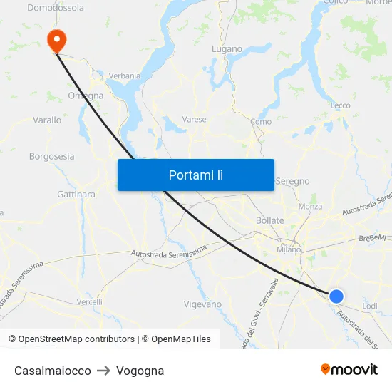 Casalmaiocco to Vogogna map