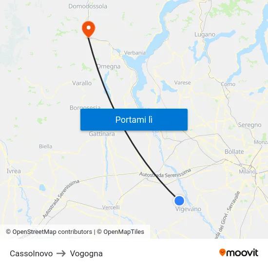 Cassolnovo to Vogogna map