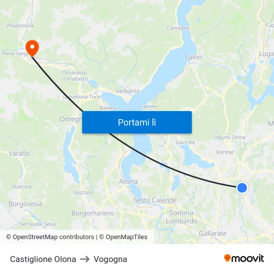 Castiglione Olona to Vogogna map