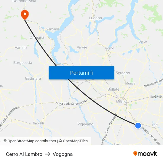 Cerro Al Lambro to Vogogna map
