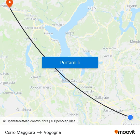 Cerro Maggiore to Vogogna map
