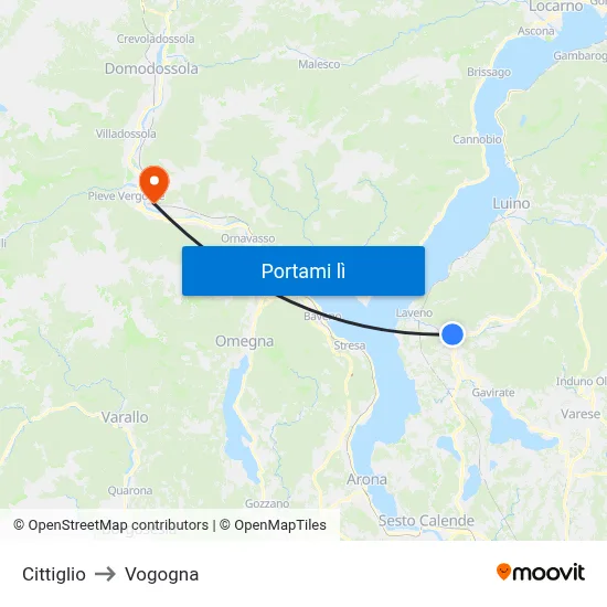 Cittiglio to Vogogna map