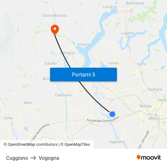 Cuggiono to Vogogna map