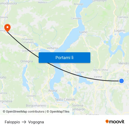 Faloppio to Vogogna map