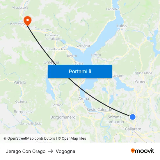 Jerago Con Orago to Vogogna map