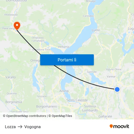 Lozza to Vogogna map