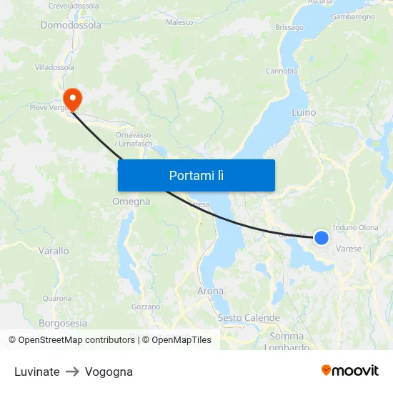 Luvinate to Vogogna map