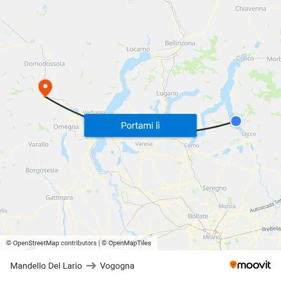 Mandello Del Lario to Vogogna map
