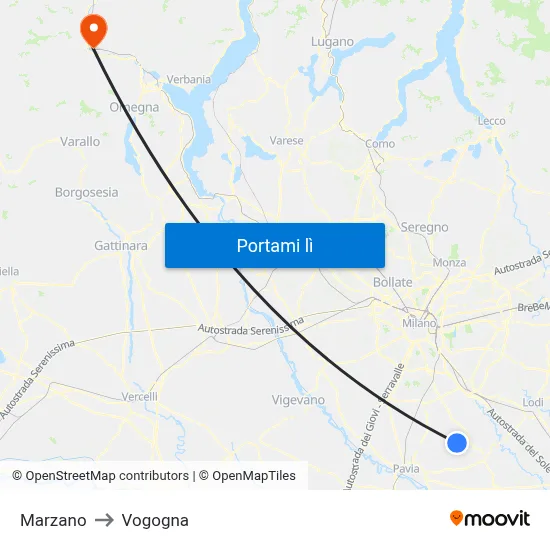 Marzano to Vogogna map