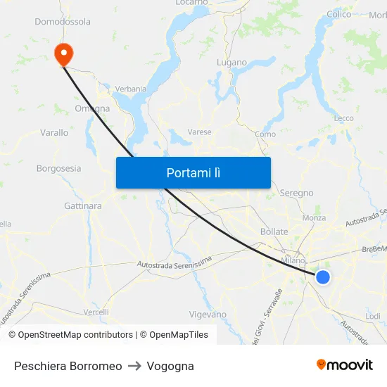 Peschiera Borromeo to Vogogna map