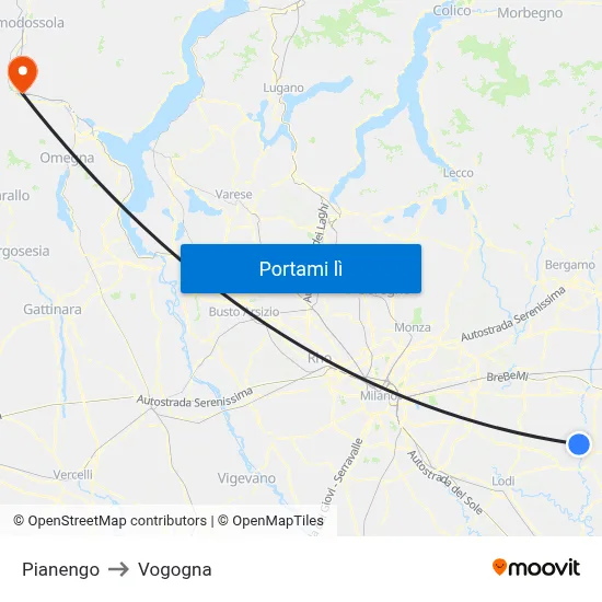 Pianengo to Vogogna map