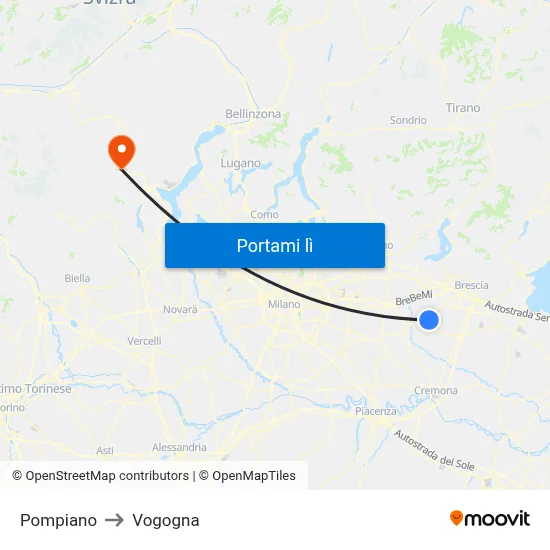 Pompiano to Vogogna map