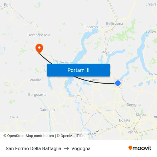 San Fermo Della Battaglia to Vogogna map