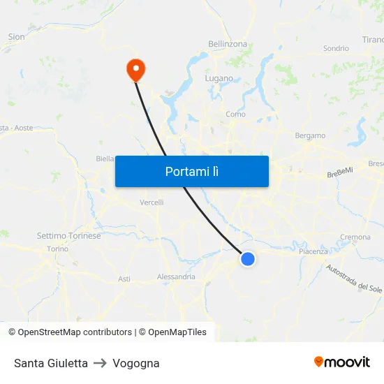 Santa Giuletta to Vogogna map