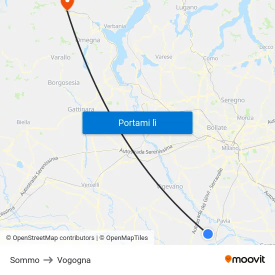 Sommo to Vogogna map