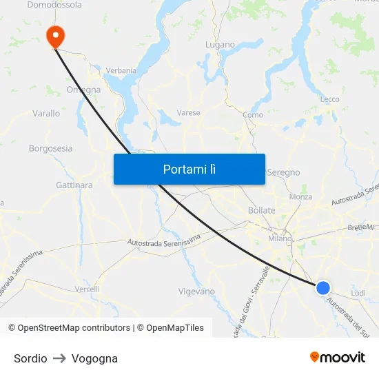 Sordio to Vogogna map