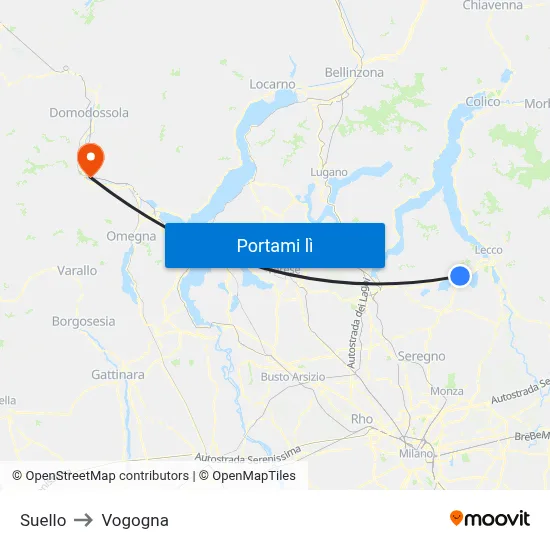 Suello to Vogogna map
