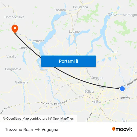 Trezzano Rosa to Vogogna map
