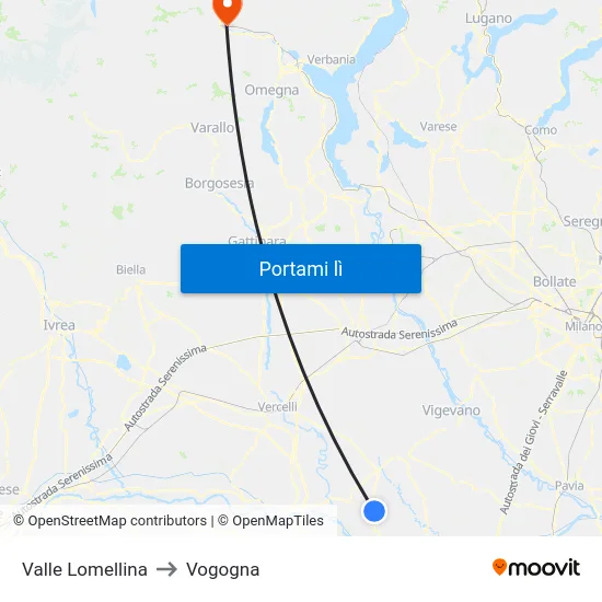 Valle Lomellina to Vogogna map