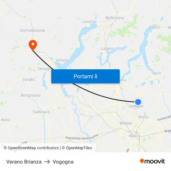 Verano Brianza to Vogogna map