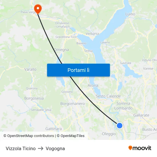 Vizzola Ticino to Vogogna map