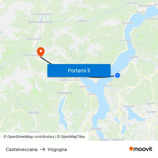 Castelveccana to Vogogna map