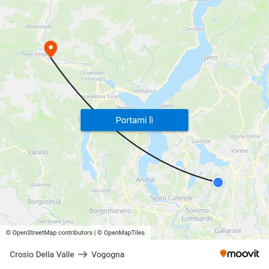 Crosio Della Valle to Vogogna map