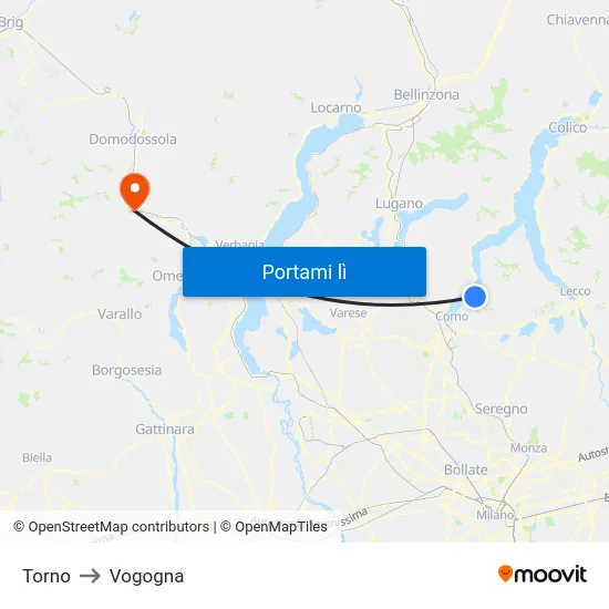 Torno to Vogogna map