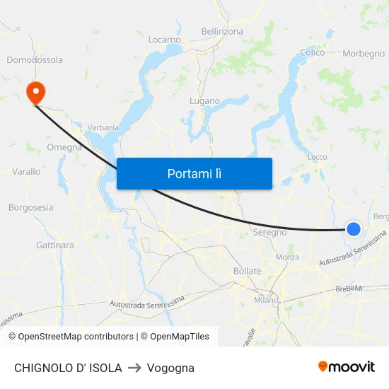 CHIGNOLO D' ISOLA to Vogogna map