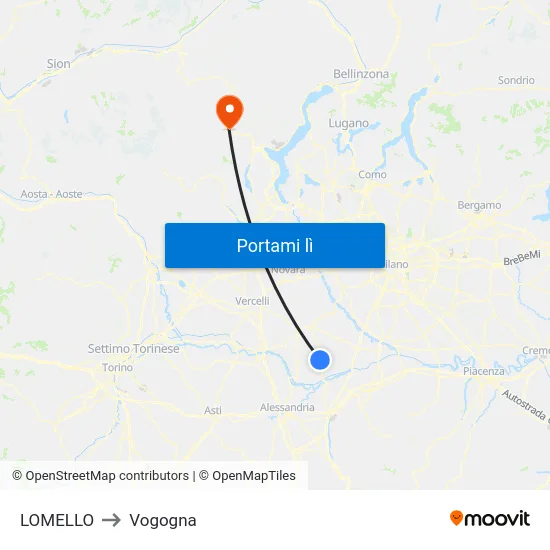 LOMELLO to Vogogna map