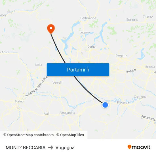 MONT? BECCARIA to Vogogna map