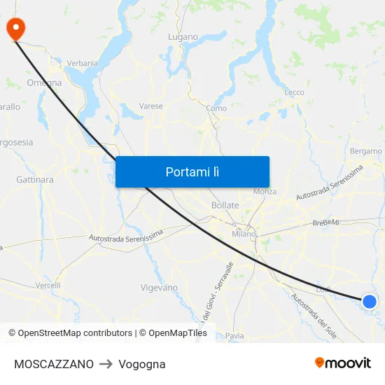 MOSCAZZANO to Vogogna map