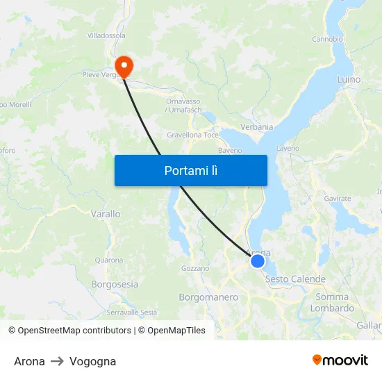 Arona to Vogogna map