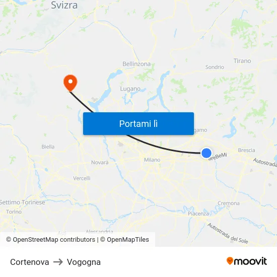 Cortenova to Vogogna map