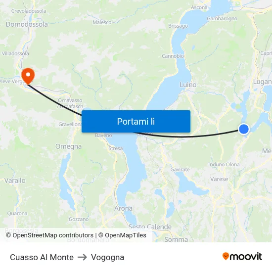 Cuasso Al Monte to Vogogna map