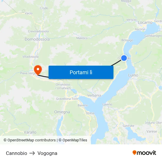 Cannobio to Vogogna map