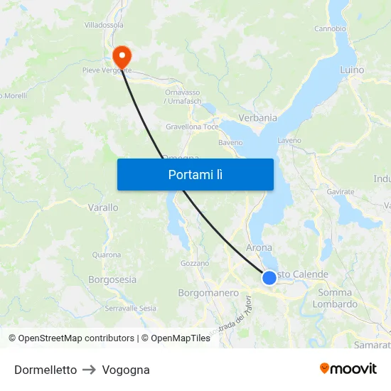 Dormelletto to Vogogna map