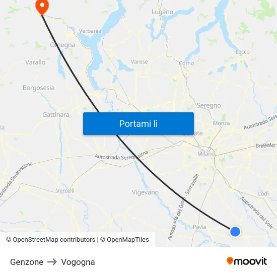 Genzone to Vogogna map